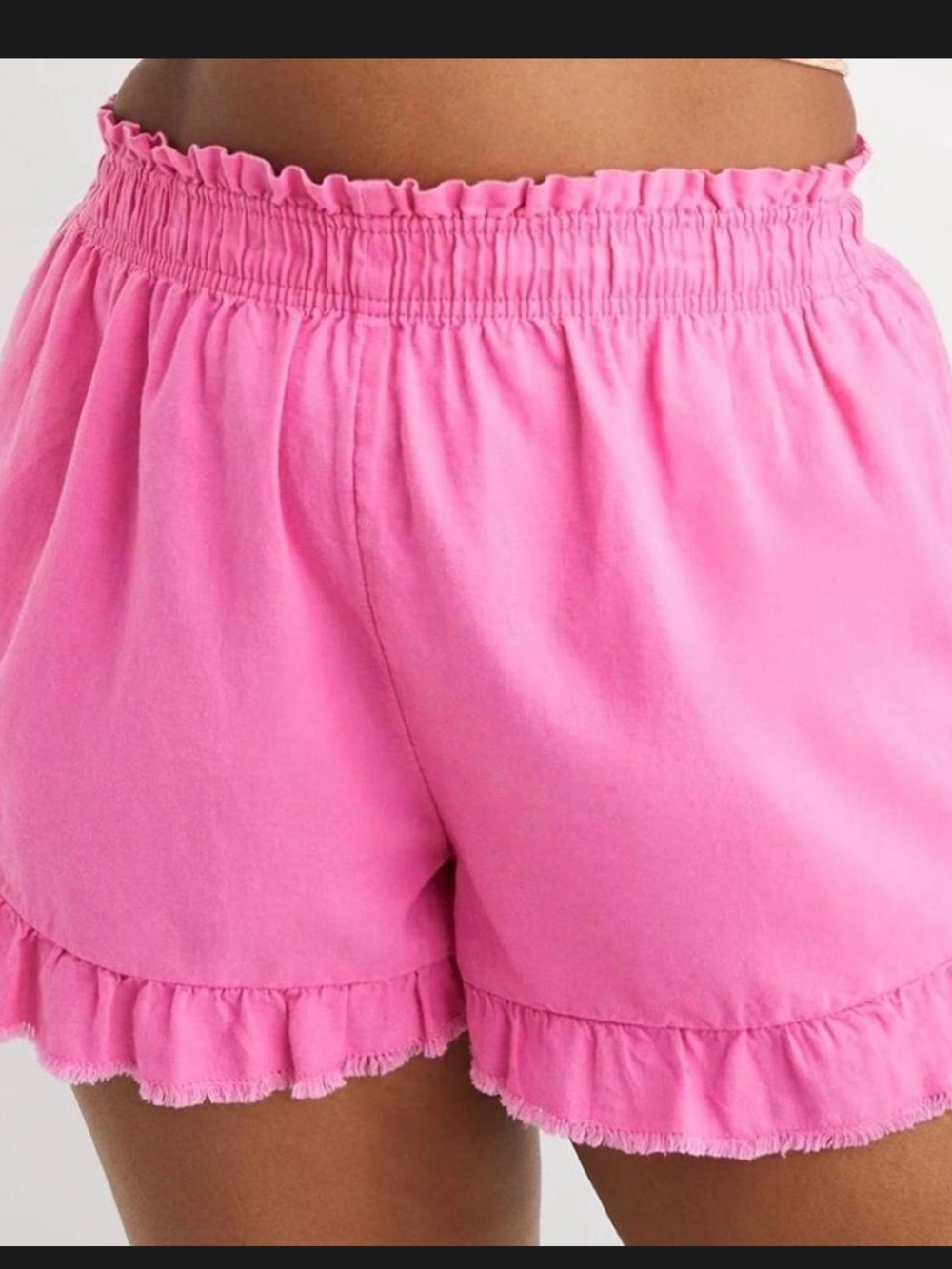 Aerie Barbie Pink Ruffle Hem High Waisted Beach shorts - Size Medium